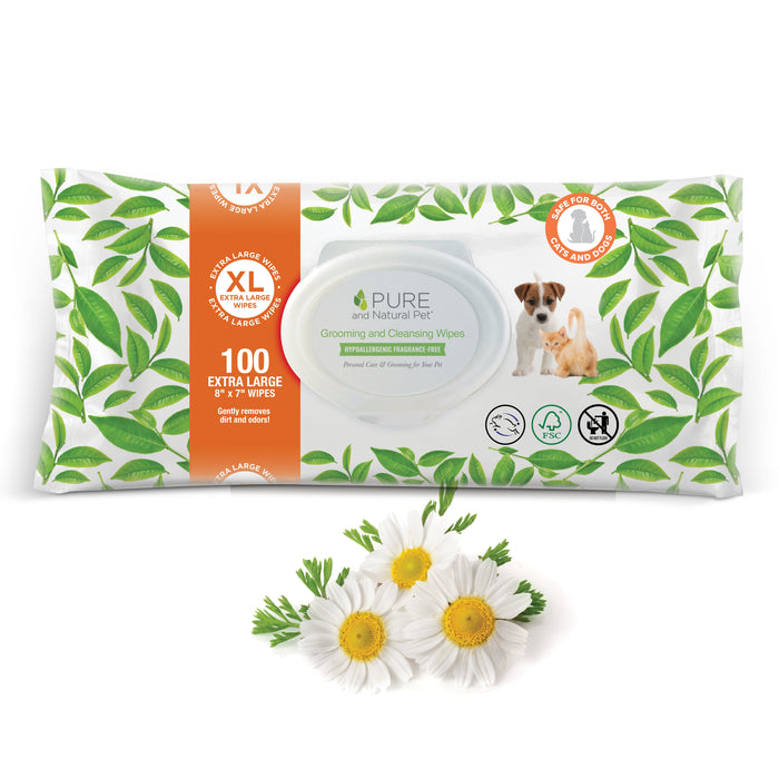 Fragrance-Free Grooming and Cleansing Wipes for Dogs and Cats, 100 Count