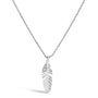 Diamond Accent Feather Pendant Necklace in 14K White Gold, photo 1