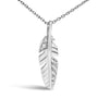 Diamond Accent Feather Pendant Necklace in 14K White Gold, photo 2