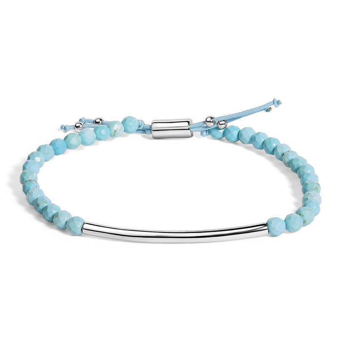 Pulsera de estaciones con cuentas de turquesa y cierre bolo en plata de ley, foto 1