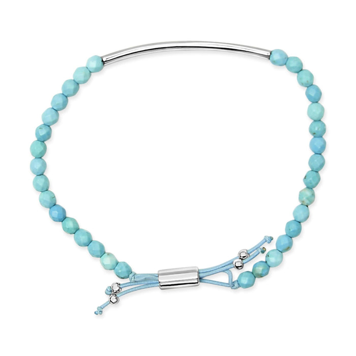 Pulsera de estaciones con cuentas de turquesa y cierre bolo en plata de ley, foto 4