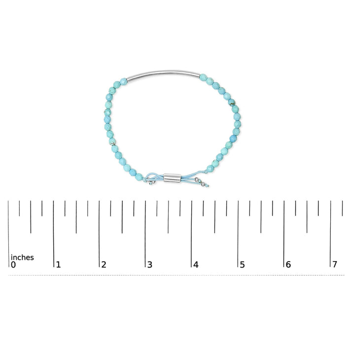 Pulsera de estaciones con cuentas de turquesa y cierre bolo en plata de ley, foto 5