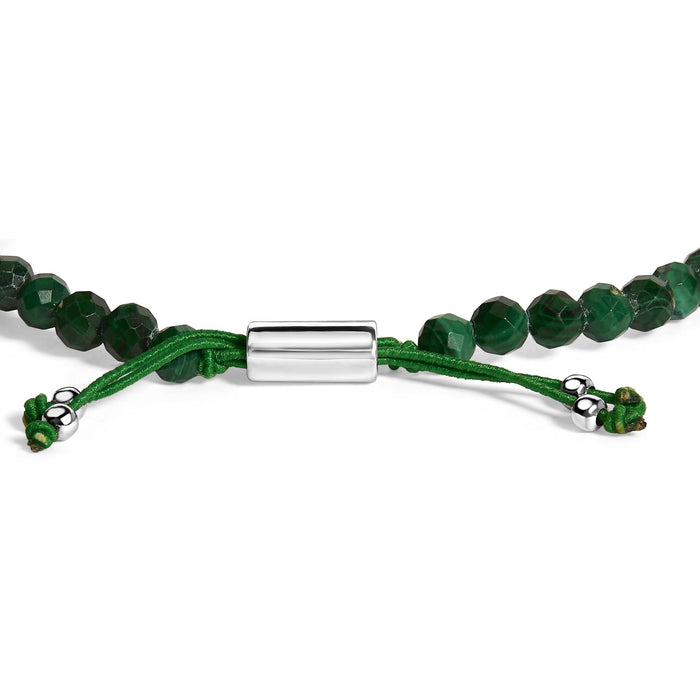 Pulsera de estaciones con cuentas de malaquita y cierre bolo en plata de ley, foto 2