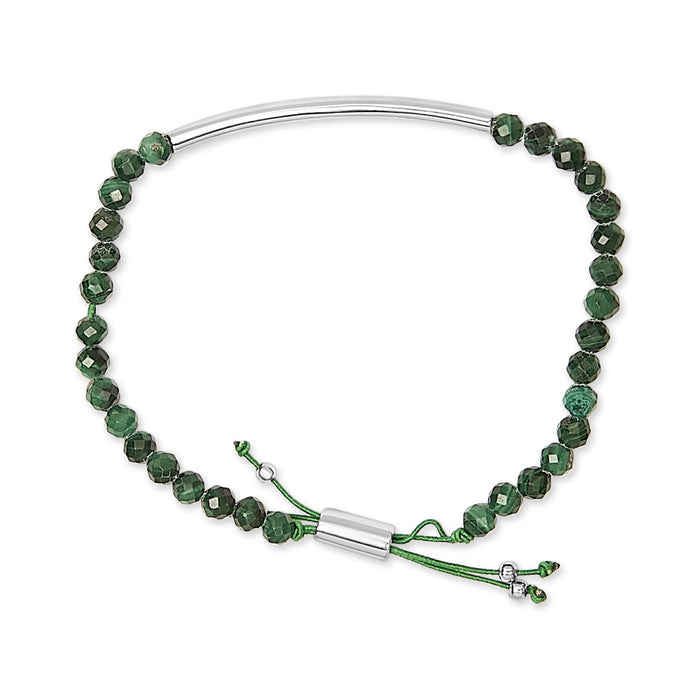 Pulsera de estaciones con cuentas de malaquita y cierre bolo en plata de ley, foto 4