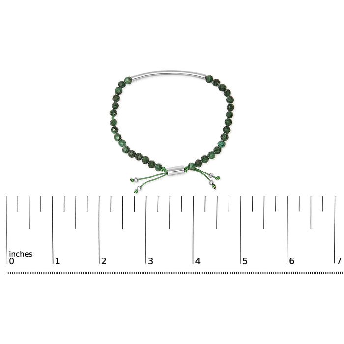 Pulsera de estaciones con cuentas de malaquita y cierre bolo en plata de ley, foto 5