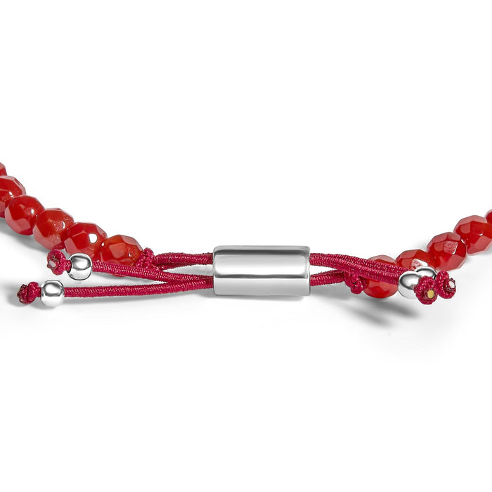 Pulsera de estaciones con cuentas de jaspe rojo y cierre bolo en plata de ley, foto 2