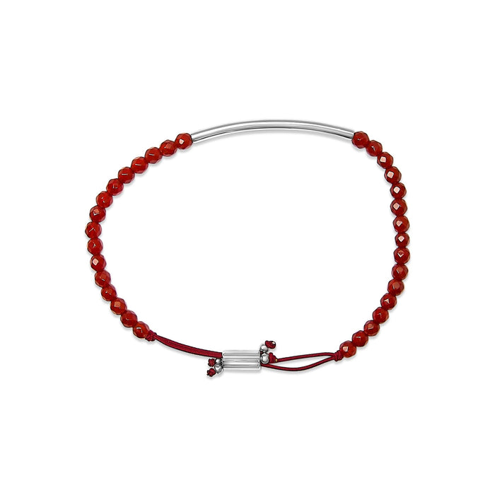 Pulsera de estaciones con cuentas de jaspe rojo y cierre bolo en plata de ley, foto 4