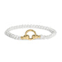 Pulsera tenis de perla cultivada con candado infinito en vermeil de oro amarillo de 18K, foto 1
