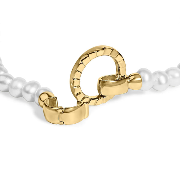 Cultured Pearl Infinity Lock Tennis Bracelet in 18K Yellow Gold Vermeil, photo 2