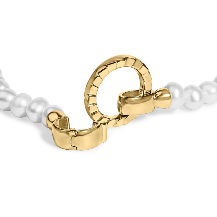 Pulsera tenis de perla cultivada con candado infinito en vermeil de oro amarillo de 18K, foto 2