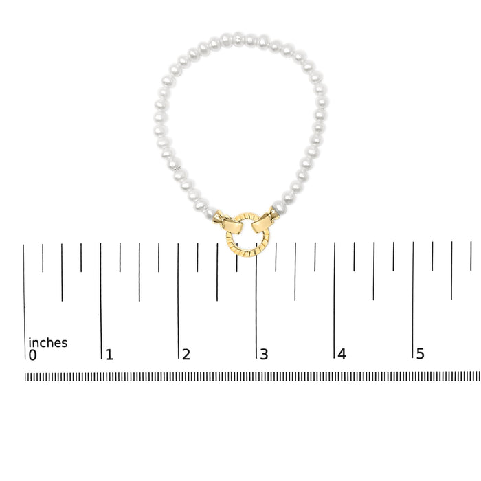Pulsera tenis de perla cultivada con candado infinito en vermeil de oro amarillo de 18K, foto 5