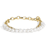 Pulsera de eslabones con estaciones de perla cultivada en vermeil de oro amarillo de 18K