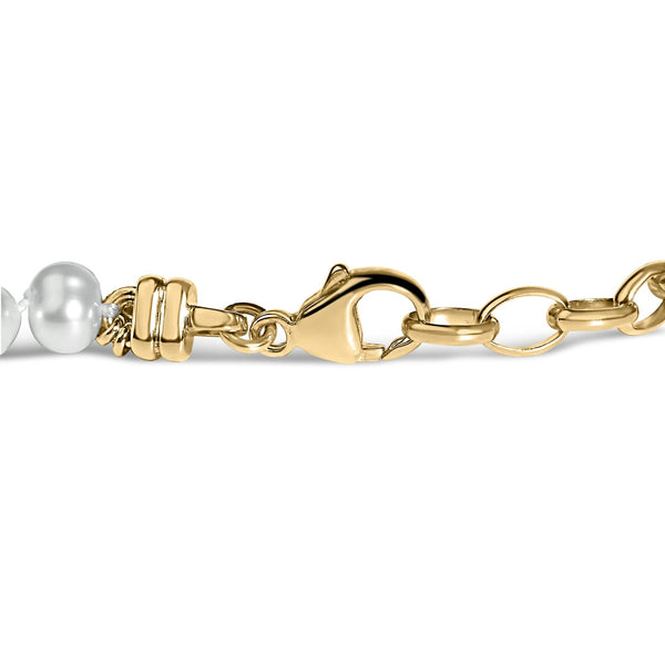 Cultured Pearl Station Link Bracelet in 18K Yellow Gold Vermeil, photo 2