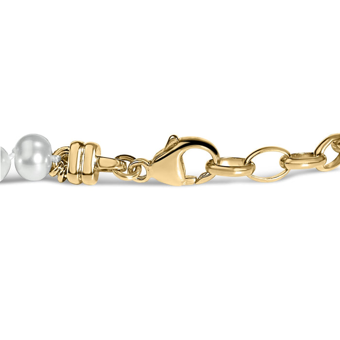 Pulsera de eslabones con estaciones de perla cultivada en vermeil de oro amarillo de 18K, foto 2