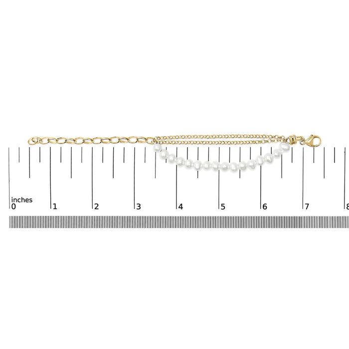 Pulsera de eslabones con estaciones de perla cultivada en vermeil de oro amarillo de 18K, foto 5