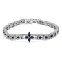 Pulsera de eslabones floral Art Déco con marquesas de zafiro azul oscuro y topacio en plata de ley, foto 1