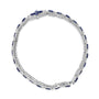 Pulsera de eslabones floral Art Déco con marquesas de zafiro azul oscuro y topacio en plata de ley, foto 3
