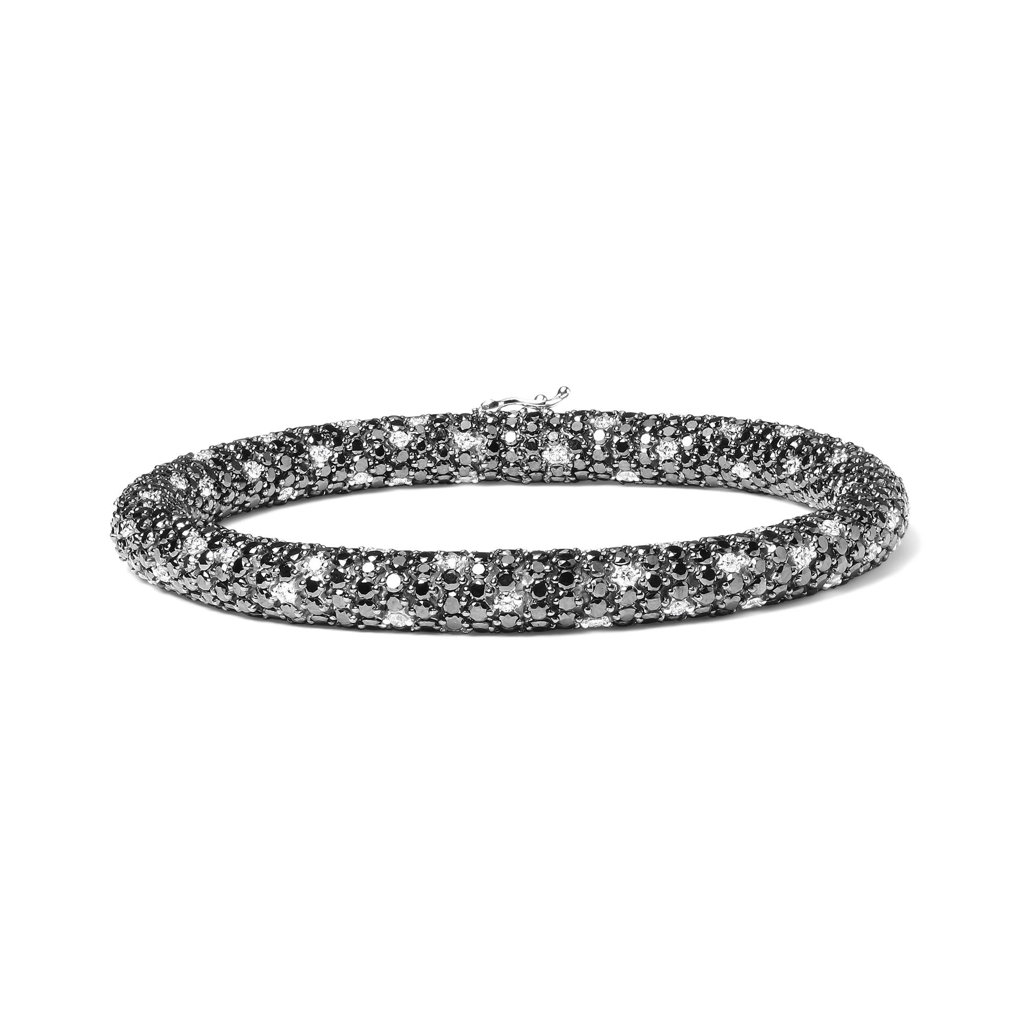 20 Ct. T.W. White and Treated Black Pavé-Set Diamond Eternity Snake Skin Style Tennis Bracelet in 18K White Gold, photo 1