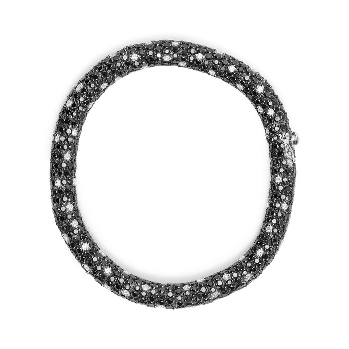 20 Ct. T.W. White and Treated Black Pavé-Set Diamond Eternity Snake Skin Style Tennis Bracelet in 18K White Gold, photo 2