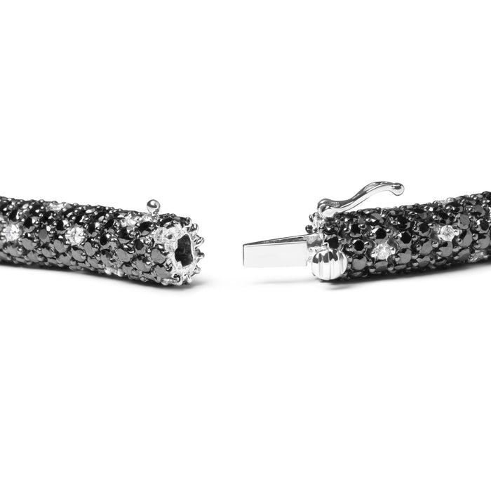 20 Ct. T.W. White and Treated Black Pavé-Set Diamond Eternity Snake Skin Style Tennis Bracelet in 18K White Gold, photo 4