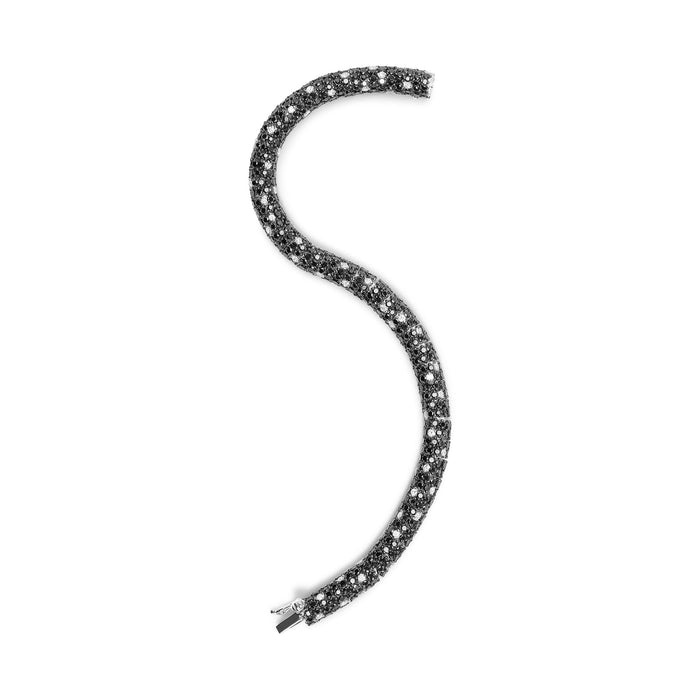 20 Ct. T.W. White and Treated Black Pavé-Set Diamond Eternity Snake Skin Style Tennis Bracelet in 18K White Gold, photo 6