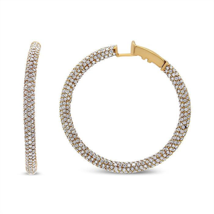 Aretes de aro de eternidad pavé por dentro y por fuera con diamantes de 6.90 ct. p.t. en oro rosa de 18K, foto 1