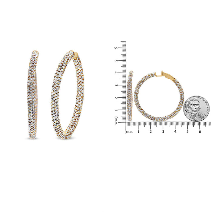 Aretes de aro de eternidad pavé por dentro y por fuera con diamantes de 6.90 ct. p.t. en oro rosa de 18K, foto 5