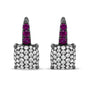 7/8 Ct. T.W. Black Rhodium Plated Round Diamond and Graduated Red Ruby Drop Earrings in 18K White Gold, photo 1