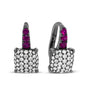 7/8 Ct. T.W. Black Rhodium Plated Round Diamond and Graduated Red Ruby Drop Earrings in 18K White Gold, photo 2
