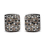 Aretes de aro Huggie cuadrados bañados en rodio negro con diamantes multicolor de 12 5/8 ct. p.t. en oro blanco de 18K, foto 1
