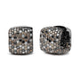 Aretes de aro Huggie cuadrados bañados en rodio negro con diamantes multicolor de 12 5/8 ct. p.t. en oro blanco de 18K, foto 2