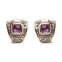 1 1/2 Ct. T.W. White and Treated Brown Diamond and 7mm Purple Amethyst Geometric Stud Earrings in 18K Rose Gold, photo 1