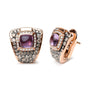 1 1/2 Ct. T.W. White and Treated Brown Diamond and 7mm Purple Amethyst Geometric Stud Earrings in 18K Rose Gold, photo 2