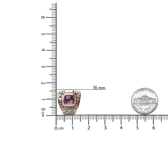 1 1/2 Ct. T.W. White and Treated Brown Diamond and 7mm Purple Amethyst Geometric Stud Earrings in 18K Rose Gold, photo 5