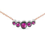 3/4 Ct. T.W. Pave Diamonds and Graduated Red Ruby Gemstone Curved Bar Choker Necklace in 18K Rose Gold, photo 2