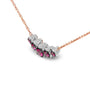 3/4 Ct. T.W. Pave Diamonds and Graduated Red Ruby Gemstone Curved Bar Choker Necklace in 18K Rose Gold, photo 5