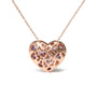 Collar con colgante de corazón en racimo con diamantes y amatista morada de 3/4 ct. p.t. en oro rosa de 18K, foto 4