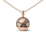 3/8 Ct. T.W. Black and White Diamond Ball with Filigree Heart and Cluster Design Pendant Necklace in 18K Rose Gold