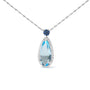 Collar con colgante de lágrima con diamantes de 3/8 ct. p.t., topacio azul cielo y zafiro azul en oro blanco de 18K, foto 1