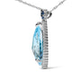 Collar con colgante de lágrima con diamantes de 3/8 ct. p.t., topacio azul cielo y zafiro azul en oro blanco de 18K, foto 4