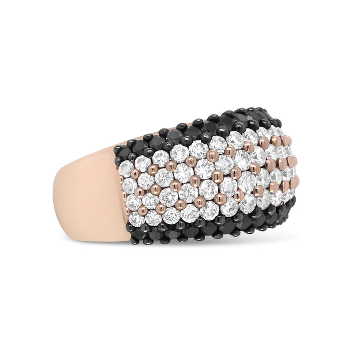 Anillo de banda de 6 hileras con diamantes blancos y negros tratados de 2 1/5 ct. p.t. en oro rosa de 18K, foto 4