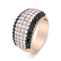 Anillo de banda de 6 hileras con diamantes blancos y negros tratados de 2 1/5 ct. p.t. en oro rosa de 18K, foto 5