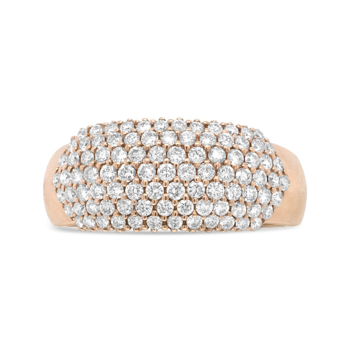 Anillo de banda abombado de varias hileras con diamantes de 1 ct. p.t. en oro rosa de 18K, foto 1