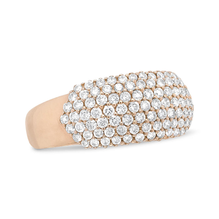 Anillo de banda abombado de varias hileras con diamantes de 1 ct. p.t. en oro rosa de 18K, foto 2