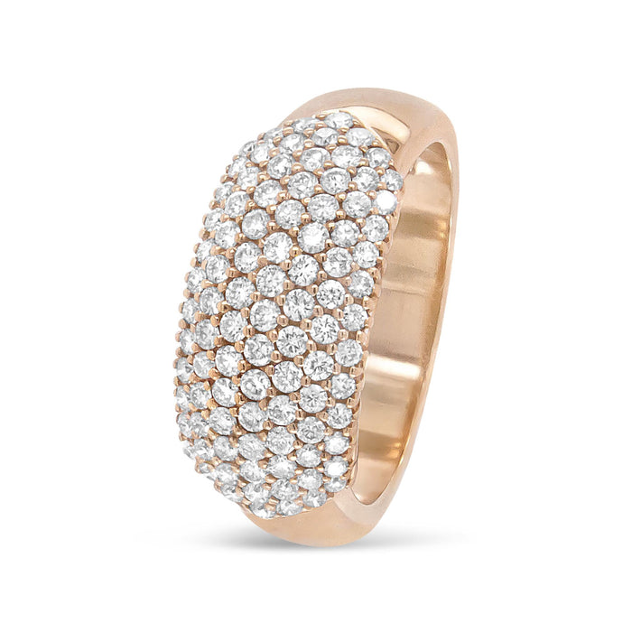 Anillo de banda abombado de varias hileras con diamantes de 1 ct. p.t. en oro rosa de 18K, foto 4