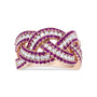 7/8 Ct. T.W. Red Ruby and Diamond Woven Braided Band Ring in 18K Rose Gold, photo 1