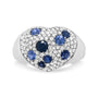 Anillo de racimo en forma de corazón con zafiro azul y diamantes de 5/8 ct. p.t. en oro blanco de 18K, foto 1