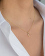 14K Gold Diamond Moon Necklace, photo 3