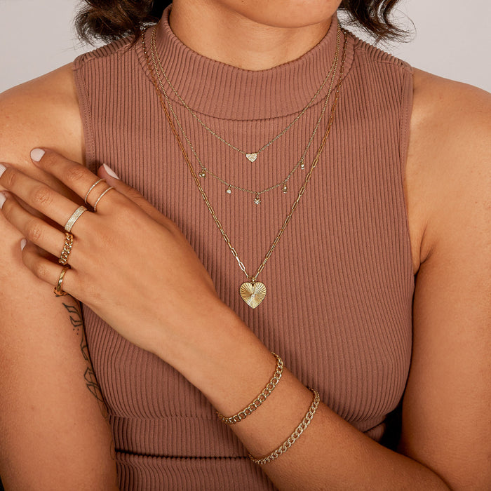 14K Gold Pave Diamond Heart Necklace, photo 5