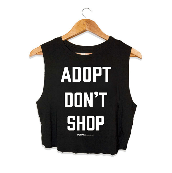 Adopt Don't Shop Crop Top in black